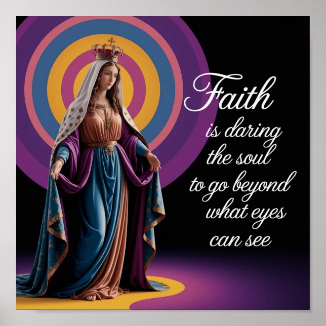 Vackra Faith Quote och Mary Poster (Framsidan)