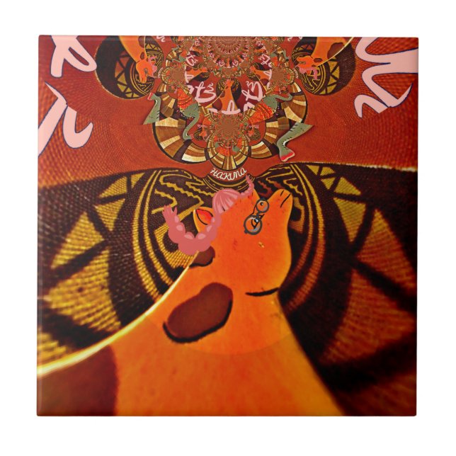 Vackra Fantastisk Giraffe kärlek safari-djur Kakelplatta (Framsidan)