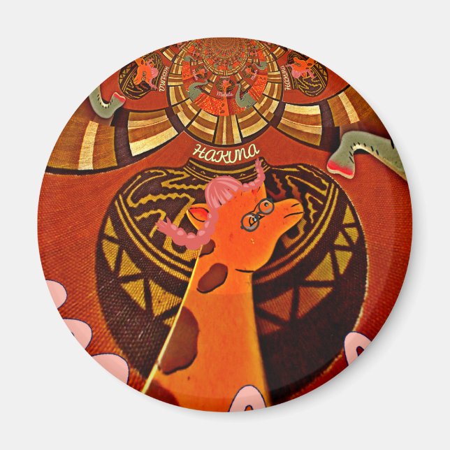 Vackra Fantastisk Giraffe kärlek safari-djur Magnet (Framsidan)
