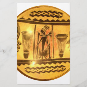 Vackra Fantastisk Golden Red African Drummers Brevpapper
