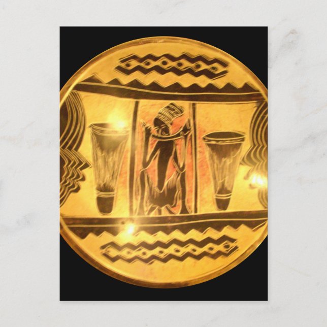 Vackra Fantastisk Golden Red African Drummers Vykort (Framsida)