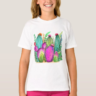 Vackra Färg Cactus Flowers - Teckning färgade  T Shirt