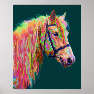 Vackra färg i Rainbow Highland Pony Poster