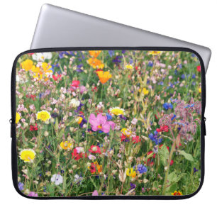 vackra färgade ängar av vild blommor laptop fodral