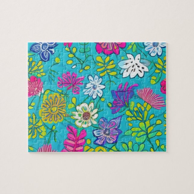 Vackra färgade blommor pussel (Horisontell)