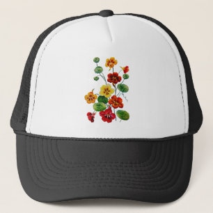 Vackra färgade broderade nasturtium keps