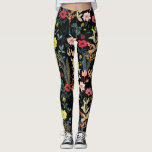 Vackra färgblommor och botaniska växter leggings<br><div class="desc">Enande baljväxter som innehåller mönster av färgad rosa,  rött och gula blommor och växter som ställs mot svart bakgrund. Elegant,  men ändå lekfull,  skapar dem perfekt för en nattsträcka ut,  konsert,  festival,  yoga workout eller vardaglig bära.</div>