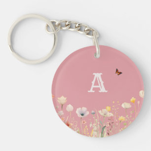 Vackra färger akvarell vilda blommor och monogram