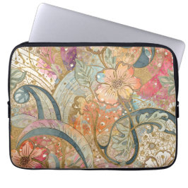 Vackra färgglada blommor och mönster, regnbåge laptop fodral