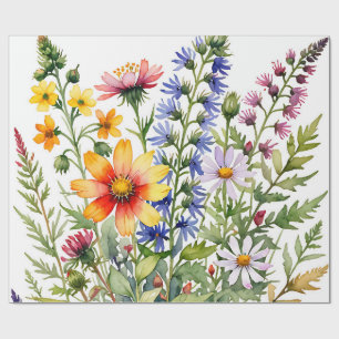 Vackra färgglada vilda blommor akvarellmålning presentpapper