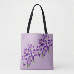 Vackra färgstarka Violet Flowers Tygkasse
