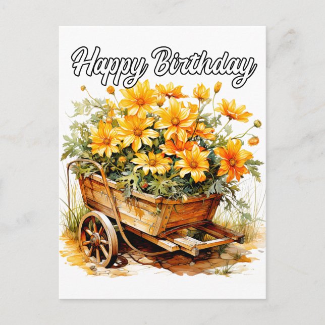Vackra färska blommor Grattis på födelsedagen Vykort (Framsida)