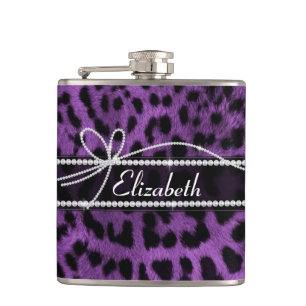 Vackra faux lila black leopard animal print fickplunta