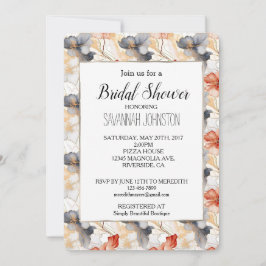 Vackra feminina persikoblått och vit Blommigt Inbjudningar