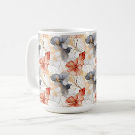 Vackra feminina persikofärgade blå och vit Blommig Kaffemugg