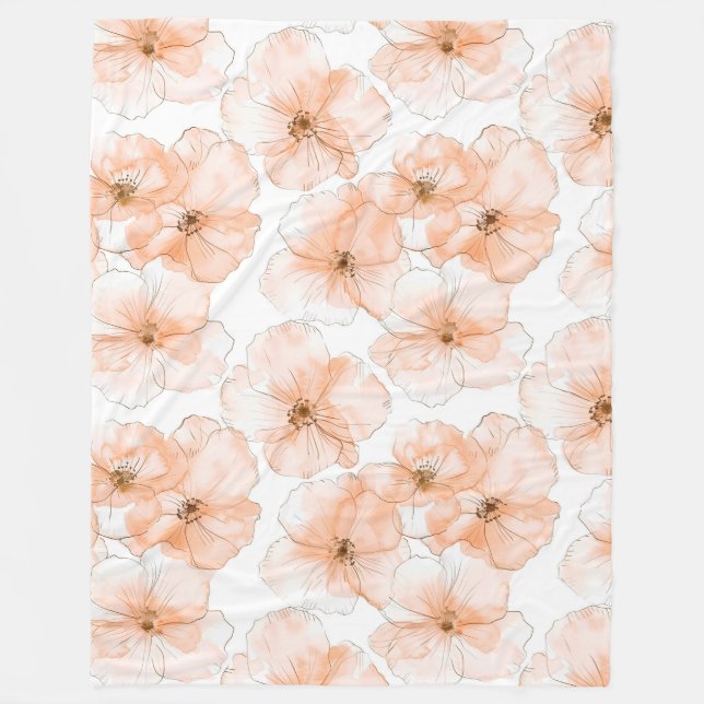 Vackra ferskenblommor fleecefilt (Framsidan)