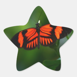 Vackra Fiery Red och Black Butterfly Stjärnformat Klistermärke