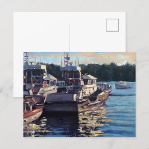 Vackra fiskbåtscen vykort