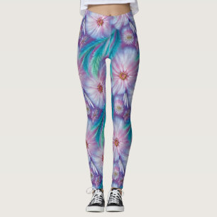Vackra fjädrar och blommor Mönster Leggings