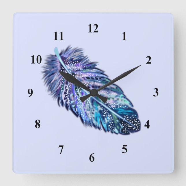 Vackra Fjädrar - Välj färg Fyrkantig Klocka (Framsida)