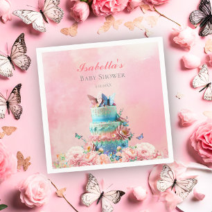 Vackra Fjäril Tvillingar Baby Shower Pappersservett