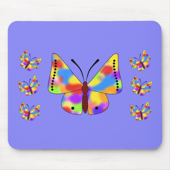 Vackra fjärilar med Rainbow Vingar Musmatta (Framsidan)