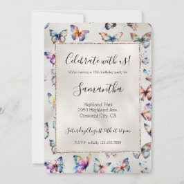 Vackra Fjärilar Pärl Inbjudningar