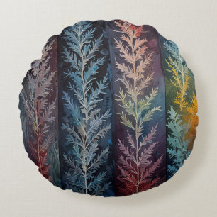 Vackra, flerfärgade, kristallfjädrade rund kudde