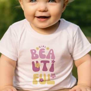Vackra flicka Typografi Cute Flowers T Shirt