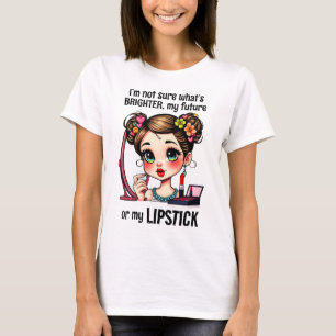 Vackra flickans läppstift Färgfull blomma T Shirt