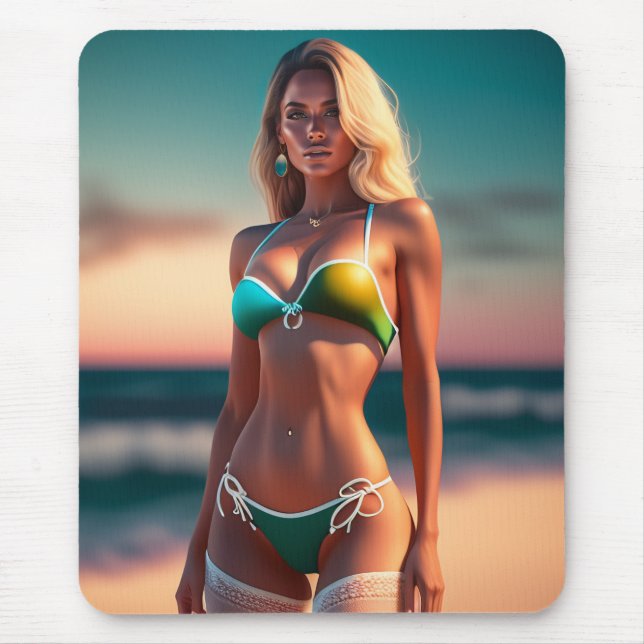 Vackra flickattityder i bikini Mouse Pad Musmatta (Framsidan)