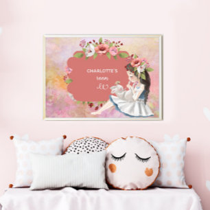 Vackra flickor, Bunny och Flowers Kids Poster