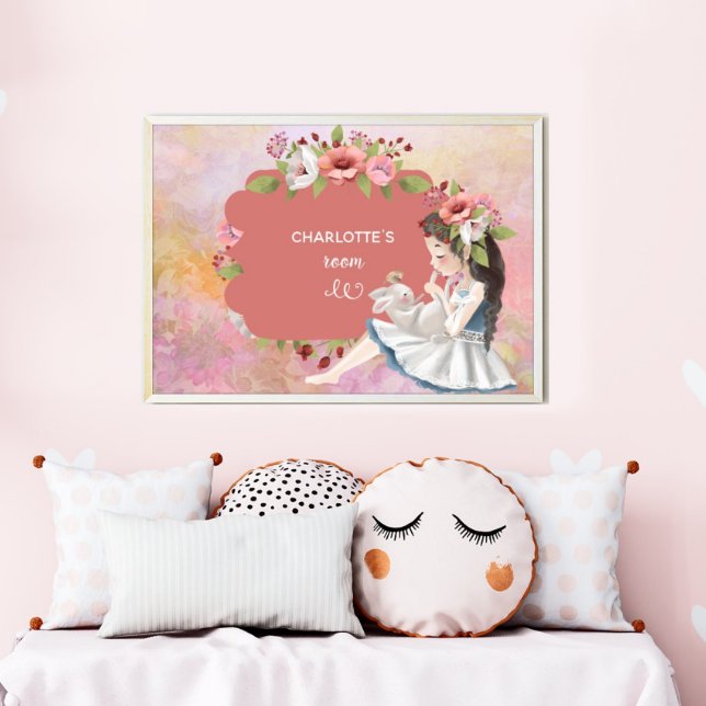 Vackra flickor, Bunny och Flowers Kids Poster (Skapare uppladdad)