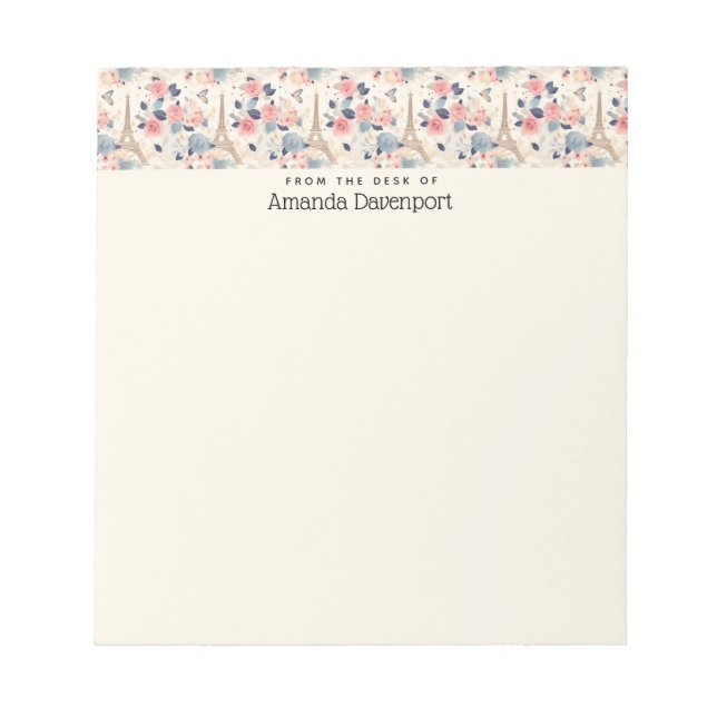 Vackra Flowers och Eiffel Torn Paris Anteckningsblock (Framsida)