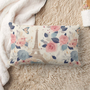Vackra Flowers och Eiffel Torn Paris Lumbarkudde