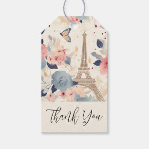 Vackra Flowers och Eiffel Torn Paris Tack Presentetikett