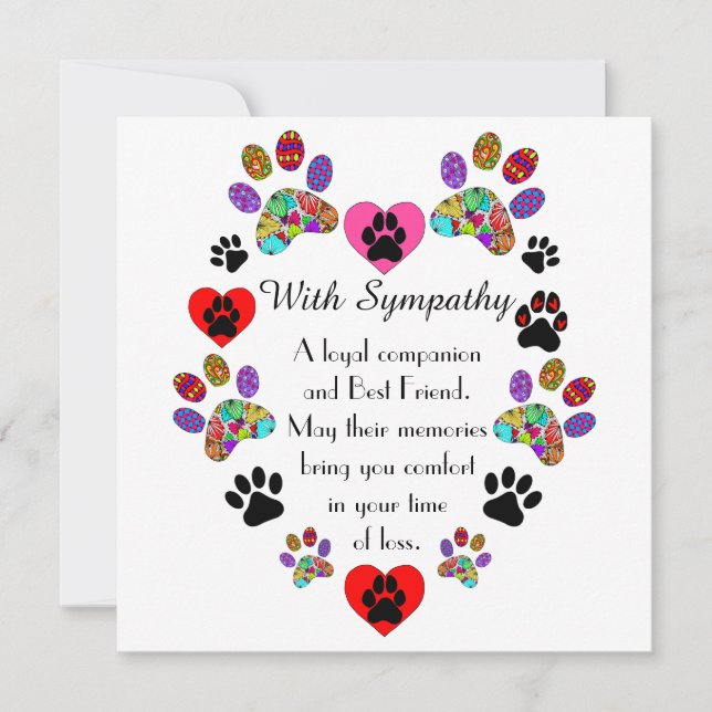 Vackra förluster av ett Pet Hund Sympathy Card Kort (Framsida)