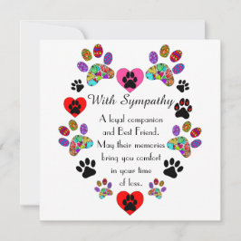 Vackra förluster av ett Pet Hund Sympathy Card Kort