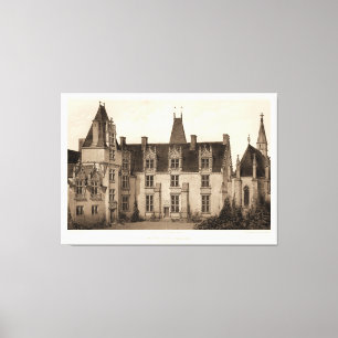 Vackra Fransken Chateau i Sepia Tones Canvastryck