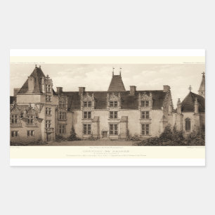 Vackra Fransken Chateau i Sepia Tones Rektangulärt Klistermärke