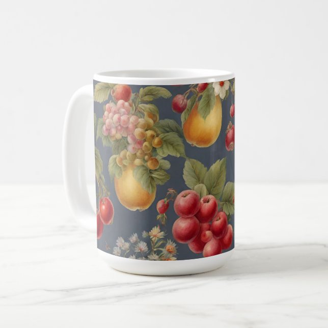 Vackra frukter och blommor. Fransk Stil Kaffemugg (Framsida vänster)