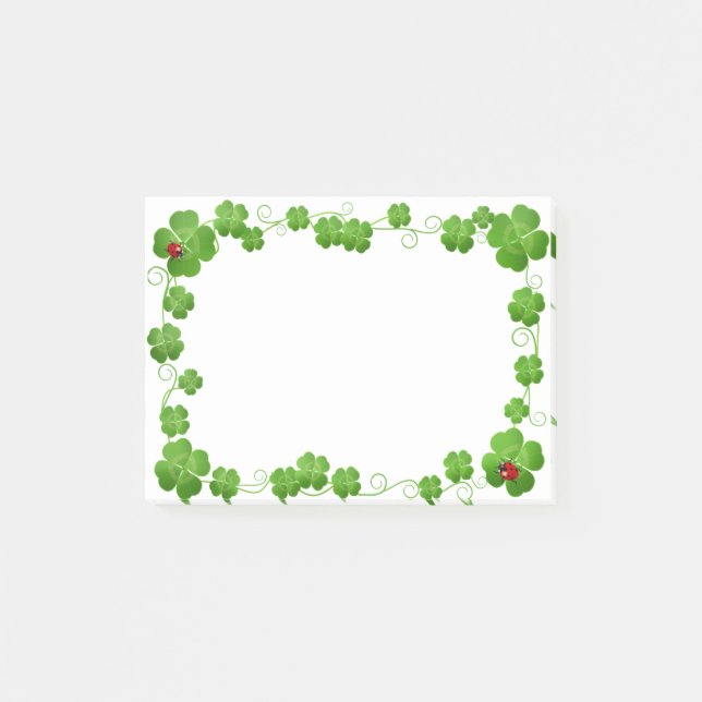 Vackra Fyrklöver & Nyckelpigor Post-it Notis Block (Framsida)