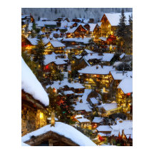 Vackra gamla bergsbyn vid jul