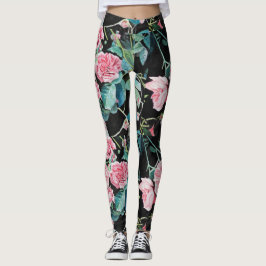 Vackra gamla Rosa ros-medelben Leggings