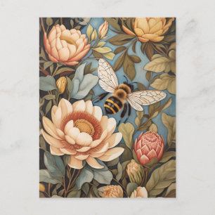 Vackra Garden Bee med proteblommor Vykort
