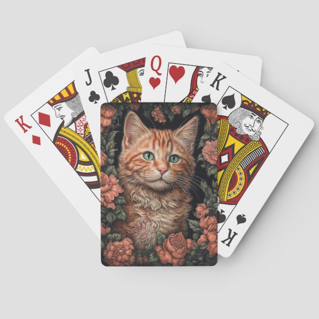 Vackra Ginger Kitten och Flowers Casinokort (Baksidan)
