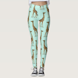 Vackra Giraffes Blue och Guld Leggings