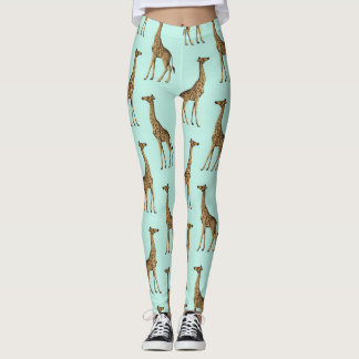Vackra Giraffes Blue och Guld Leggings