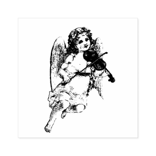 Vackra Girl Angel spelar violin Stämpel (Tryck)