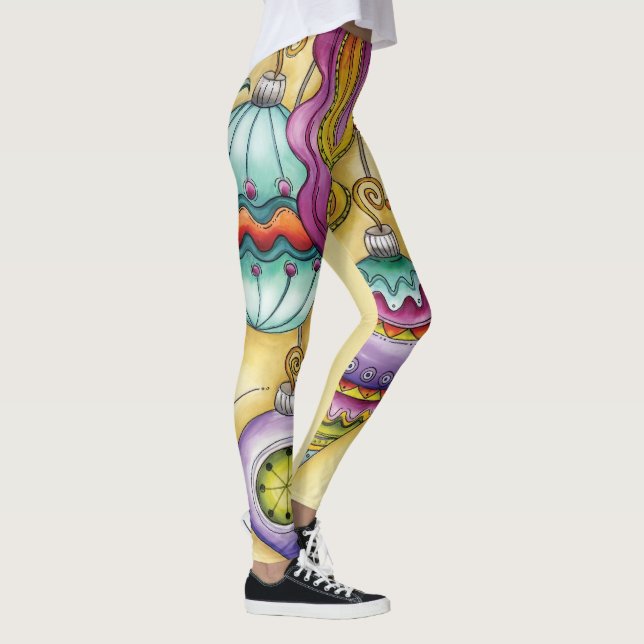 Vackra glasfärgglada juldekorationer leggings (Höger)